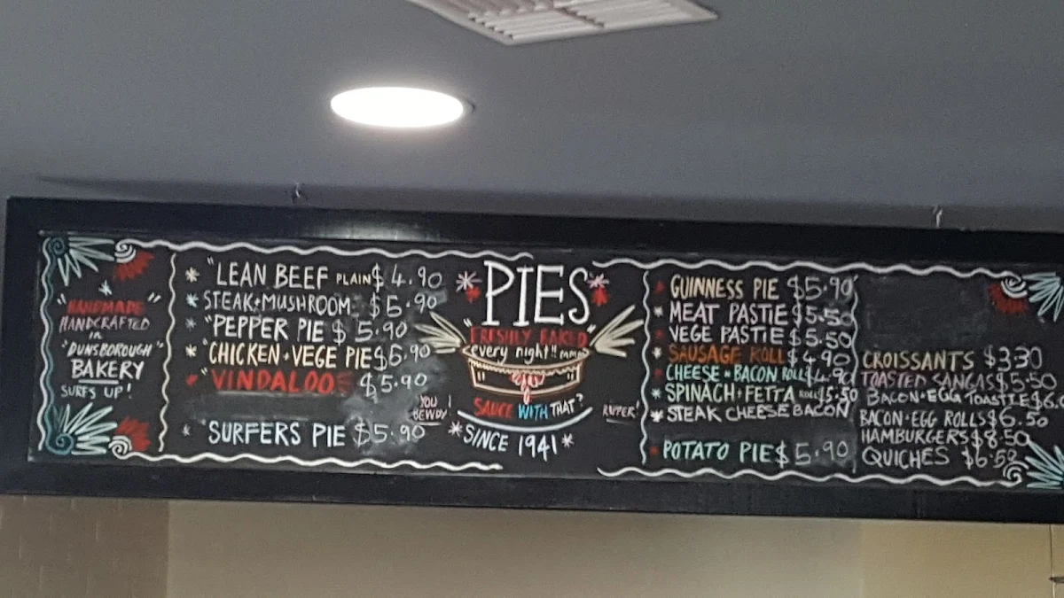 Menu, Dunsborough Bakery