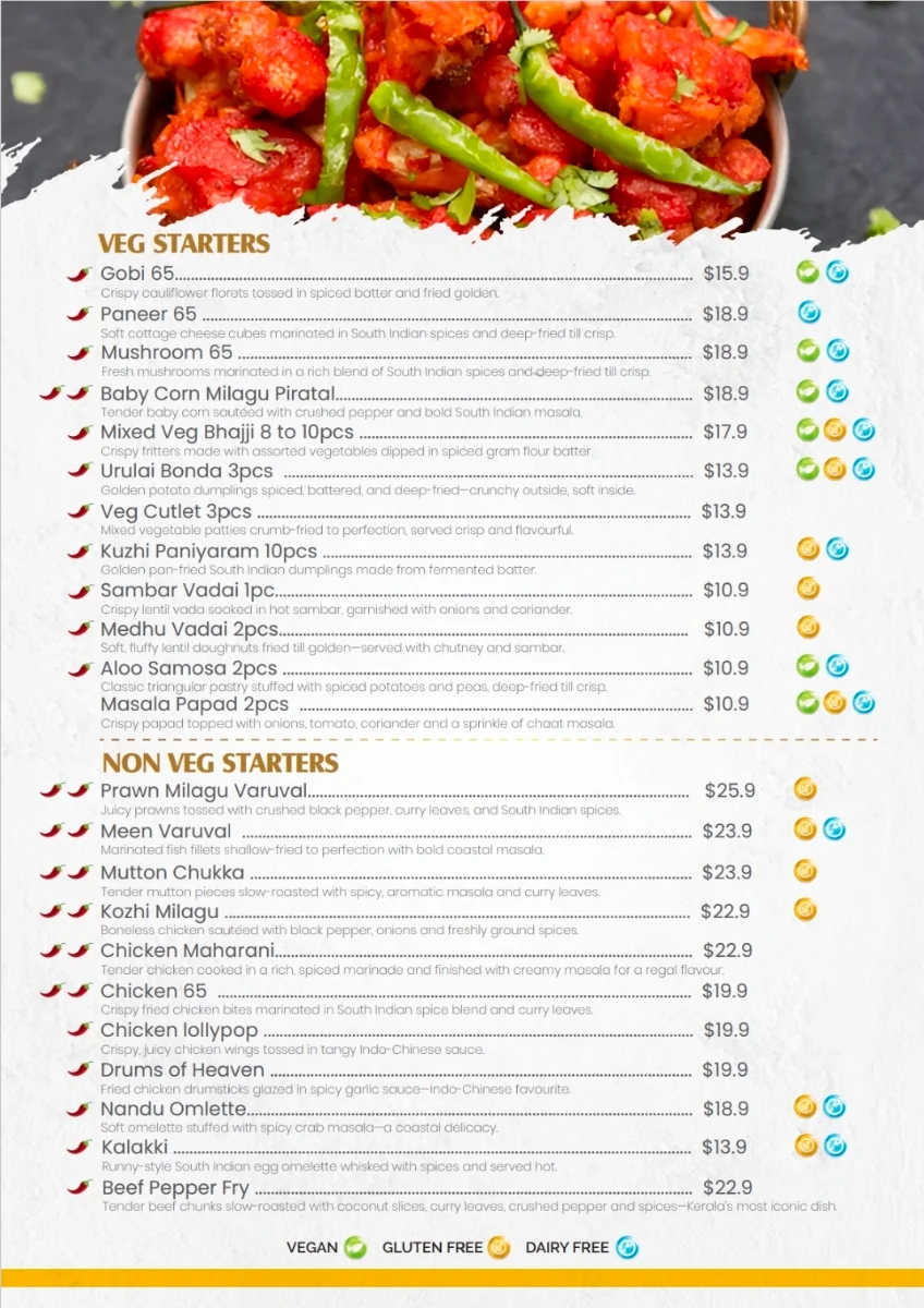 Menu, SIZZLE 'N' SAMBAR - East Vic Park