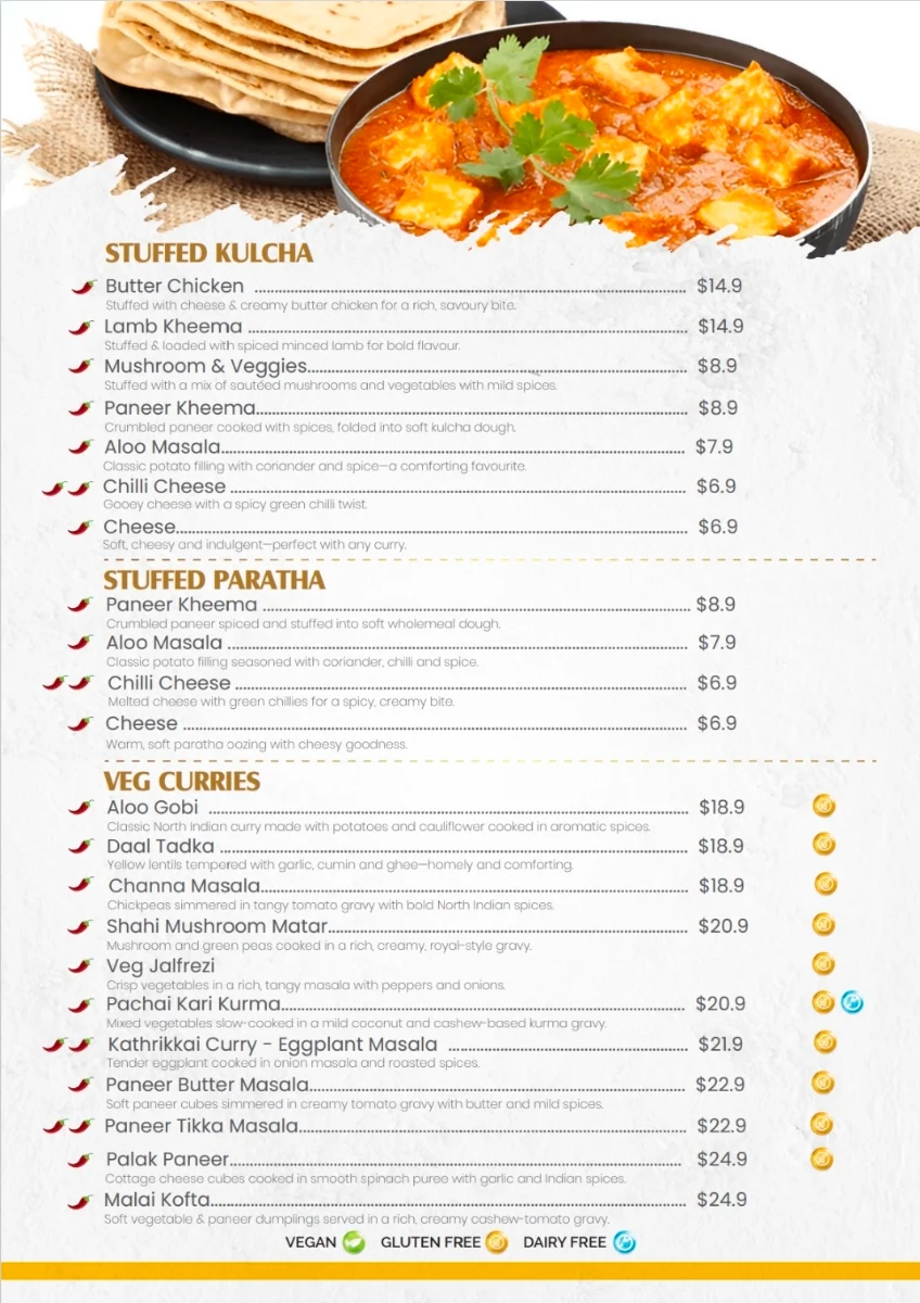 Menu, SIZZLE 'N' SAMBAR - East Vic Park
