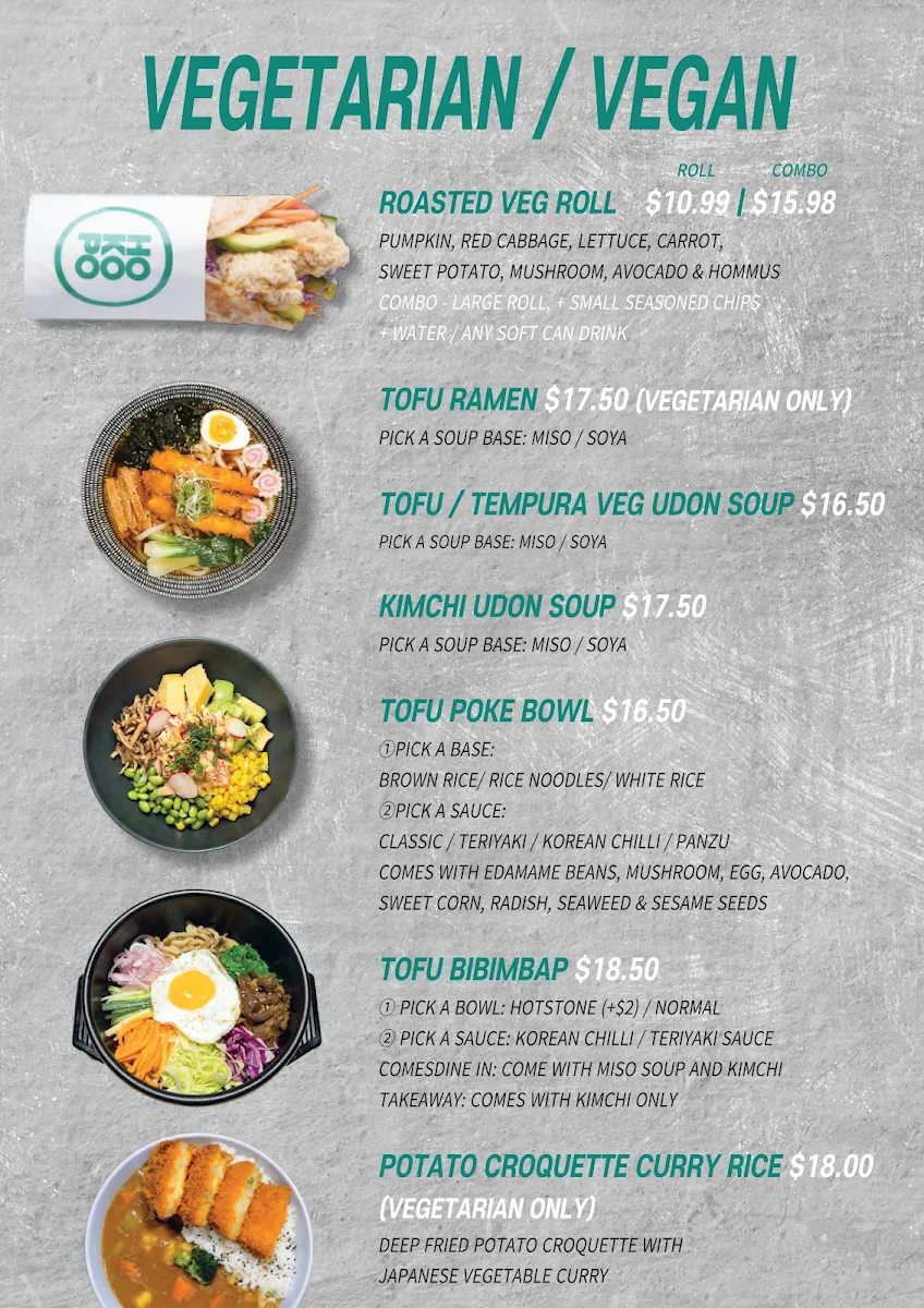 Menu, Hokopo Marion