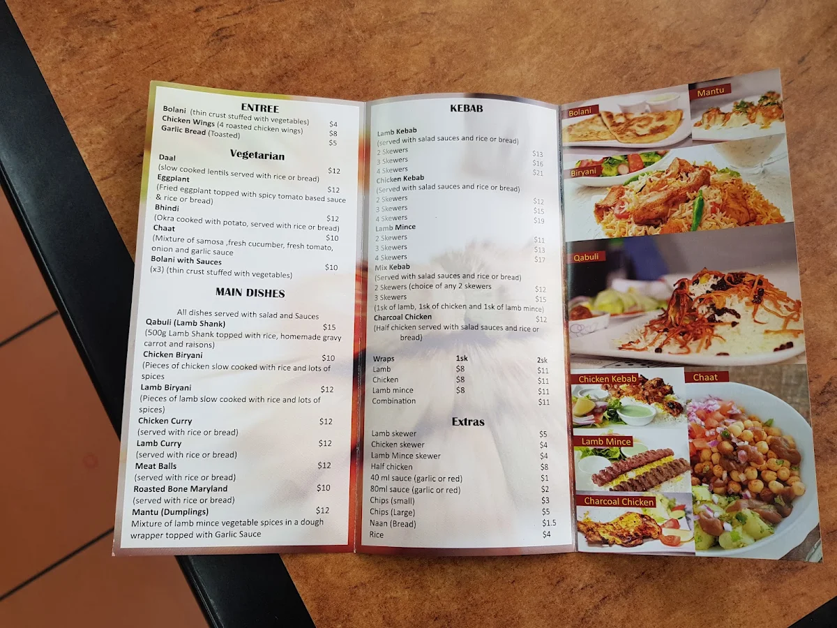 Menu, Afghan Flavour