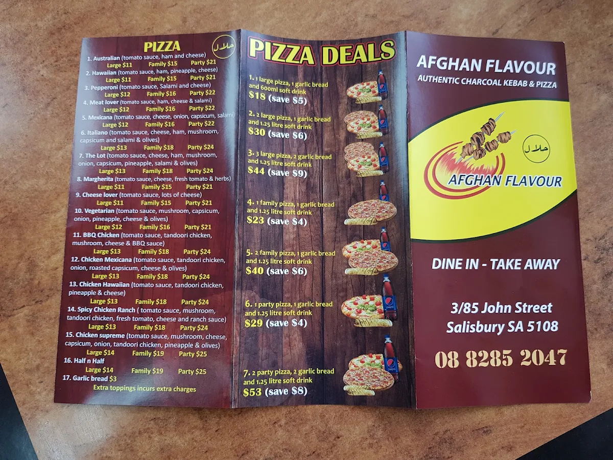 Menu, Afghan Flavour