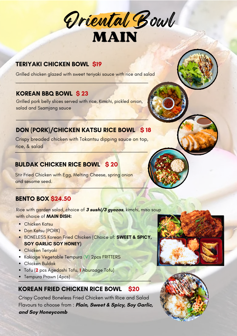 Menu, Oriental Bowl