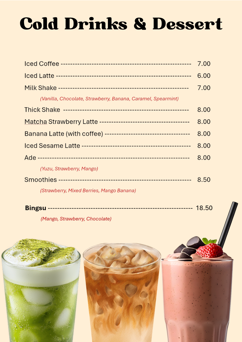 Menu, Oriental Bowl