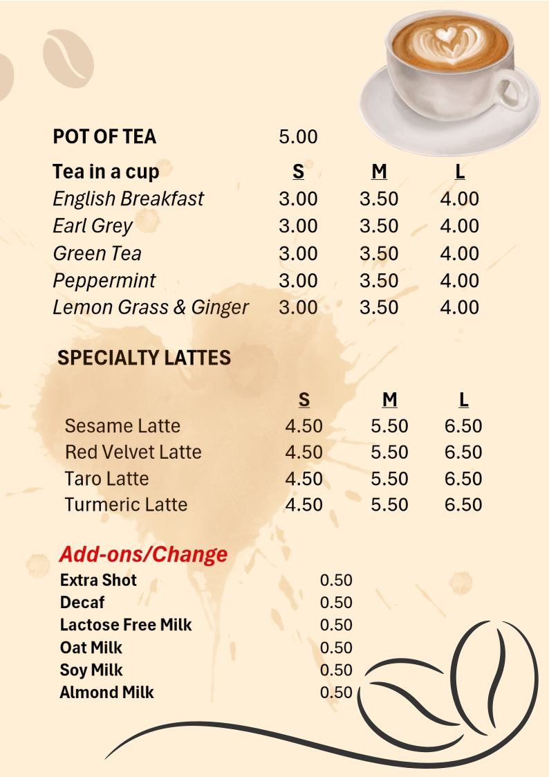 Menu, Oriental Bowl