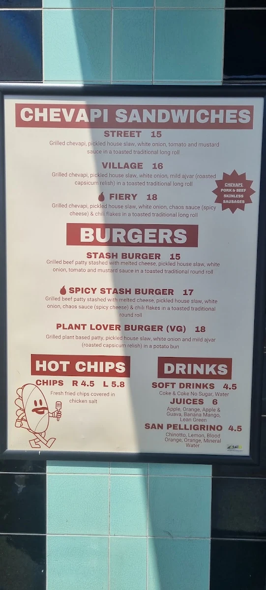 Menu, Stan's Grill