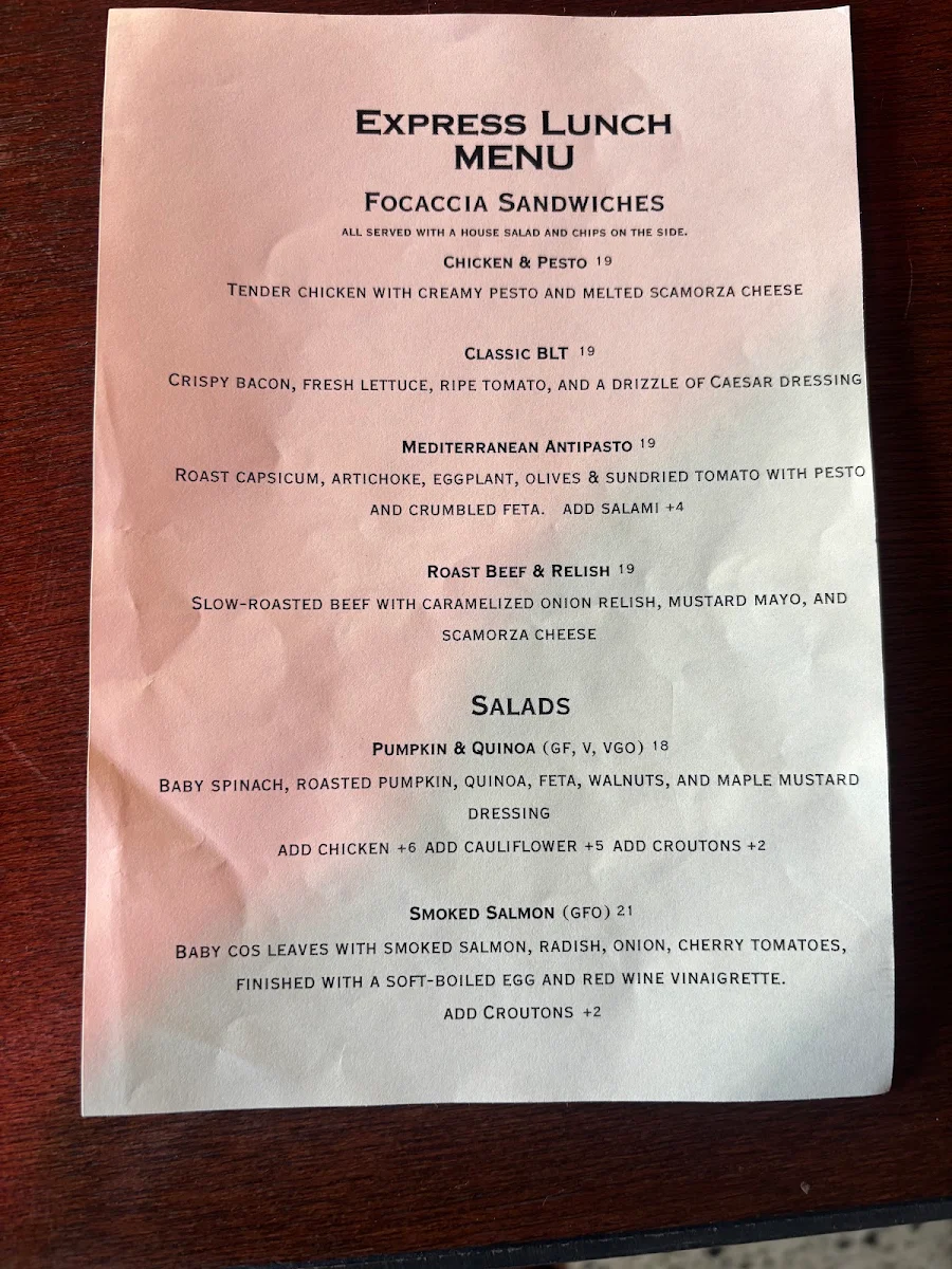 Menu, Refuge Small Bar