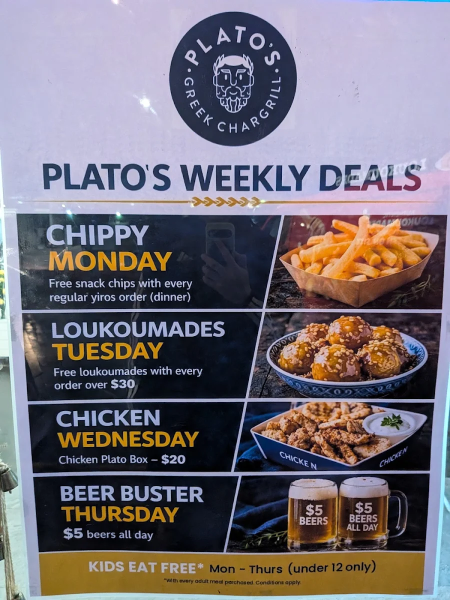 Menu, Platos Greek Chargrill