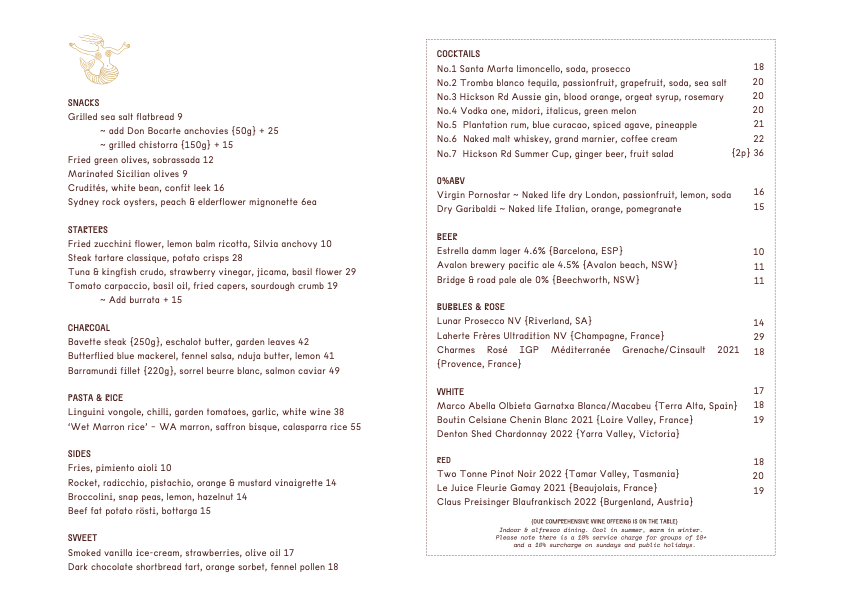 Menu, Bar Elvina