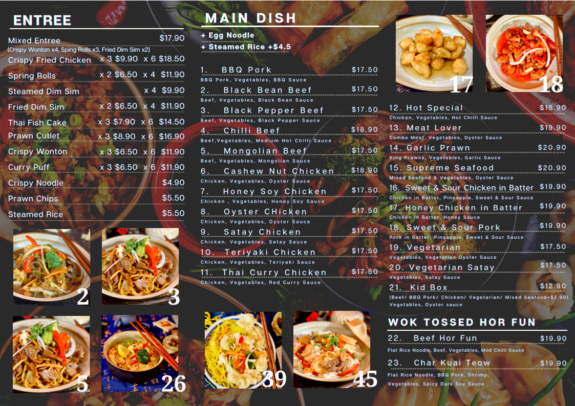Menu, Noodle and Rice Cannonvale Chinese Takeaway Restaurant