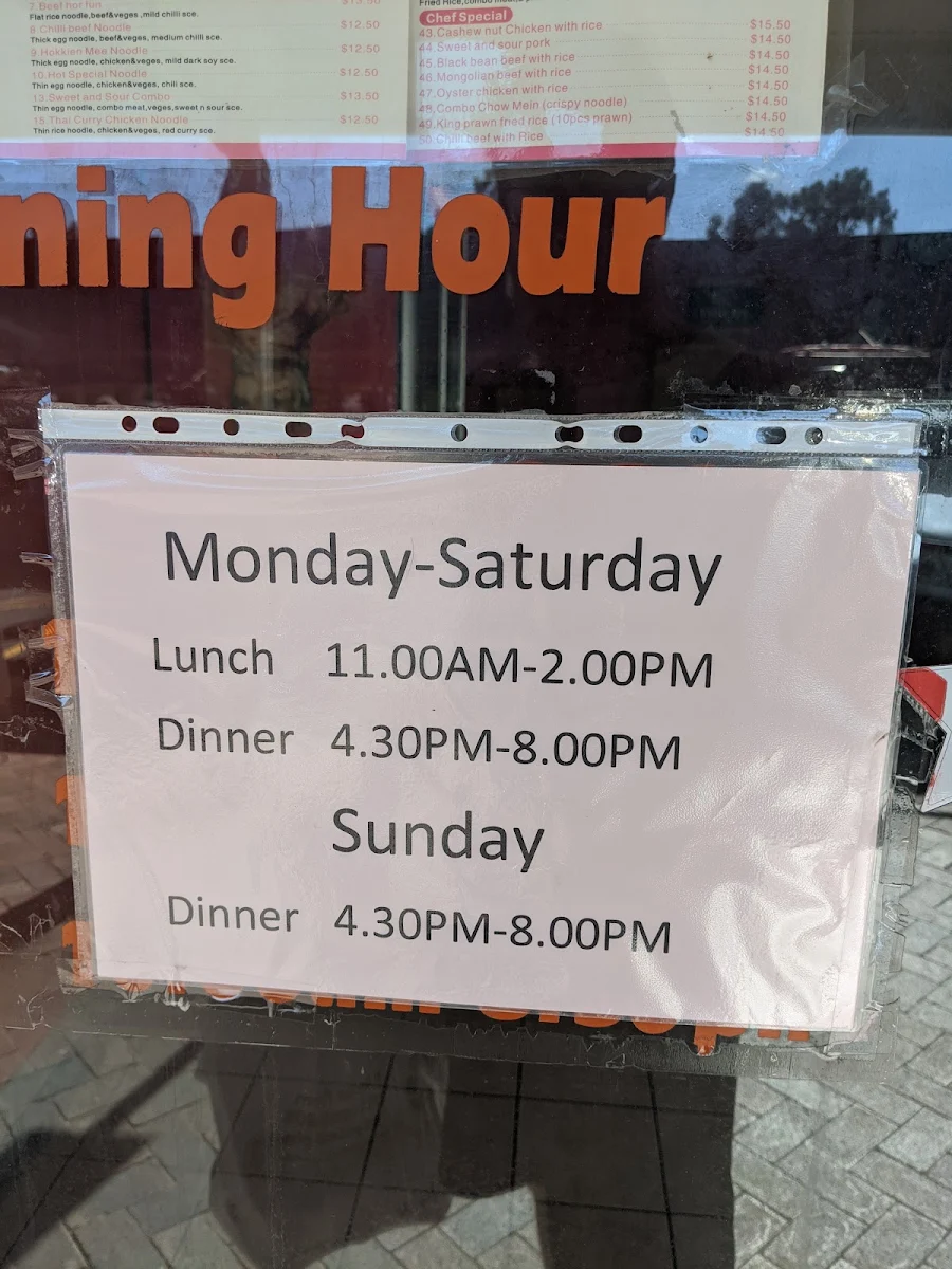 Menu, Noodle and Rice Cannonvale Chinese Takeaway Restaurant