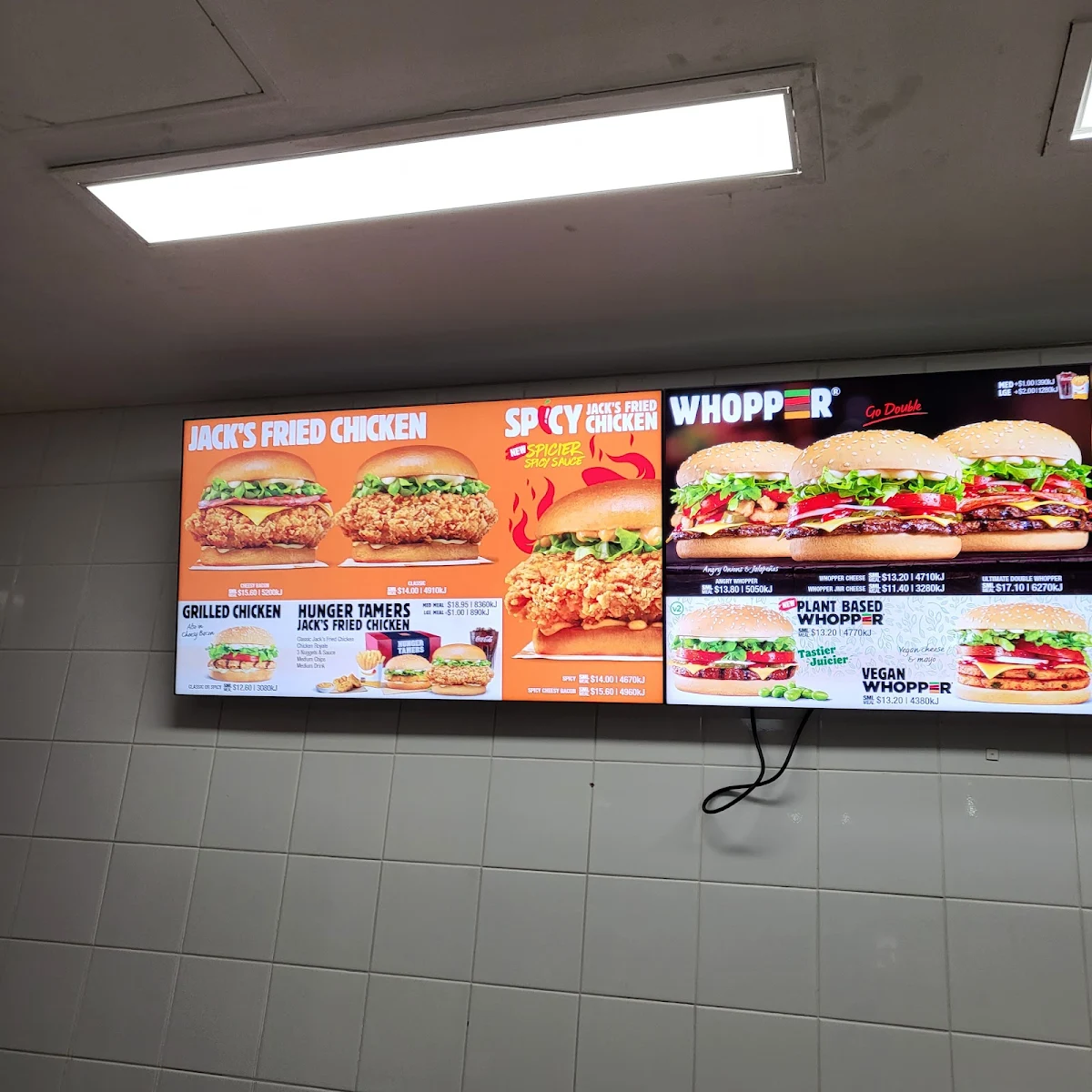 Menu, Hungry Jack's Burgers Gungahlin