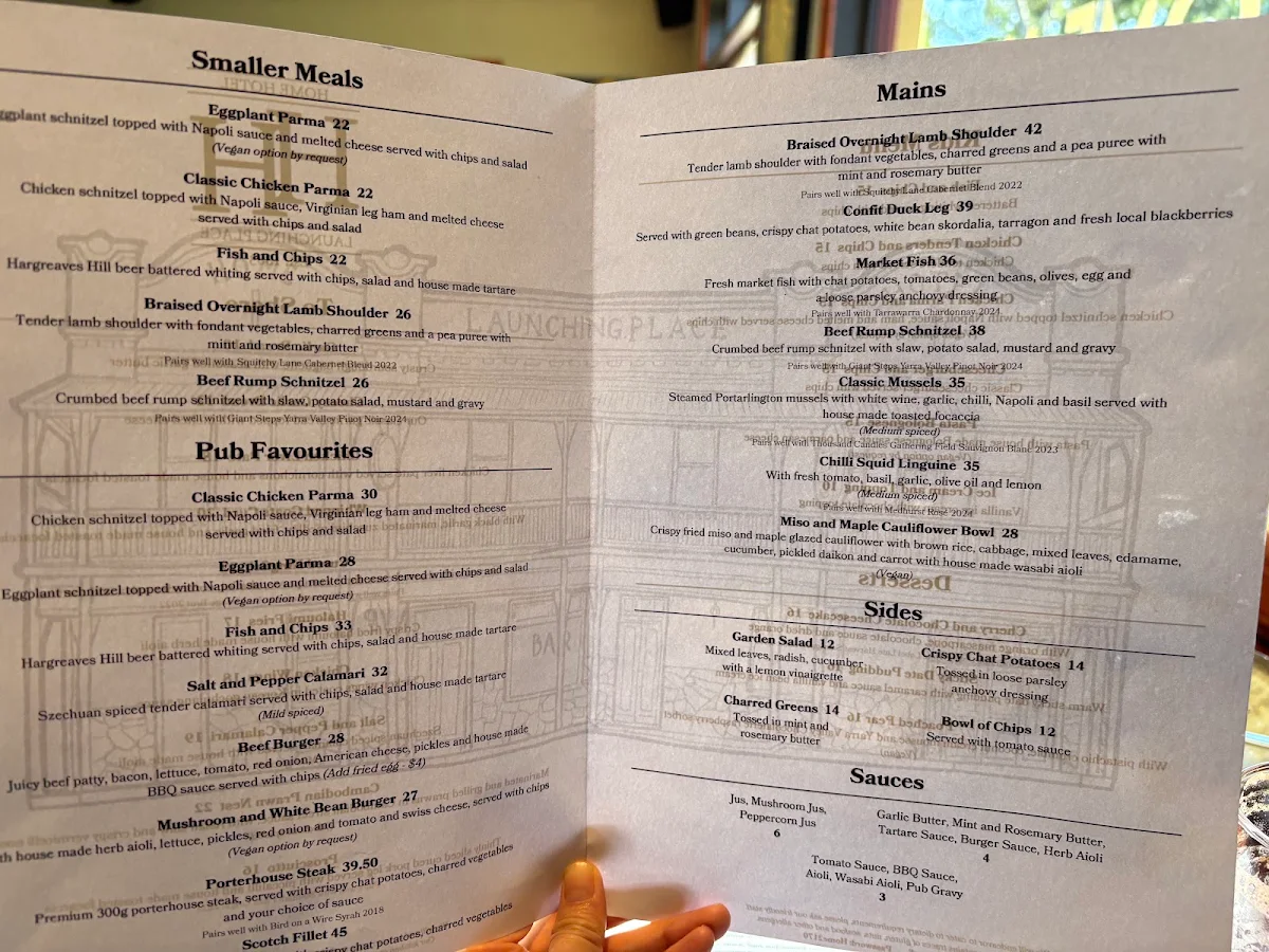 Menu, Launching Place Home Hotel