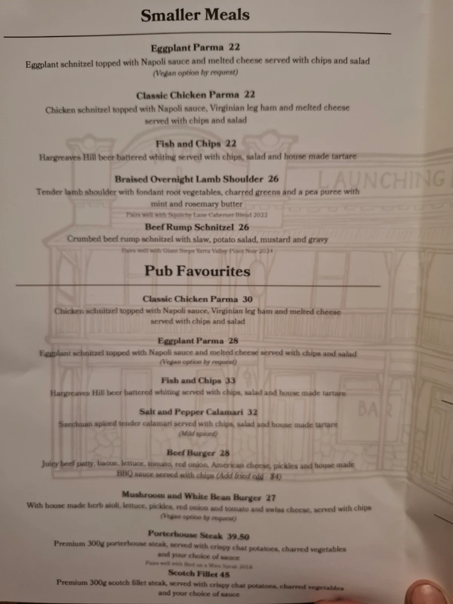 Menu, Launching Place Home Hotel