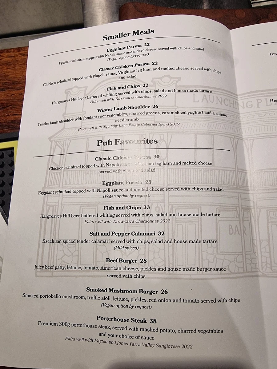 Menu, Launching Place Home Hotel