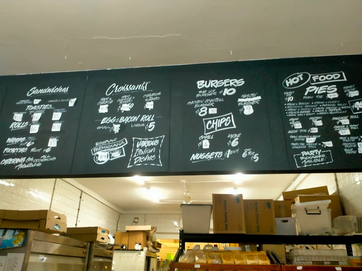Menu, Belgrave Bakery