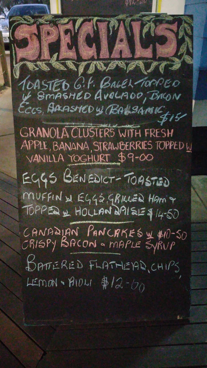 Menu, Salty Seas Cafe