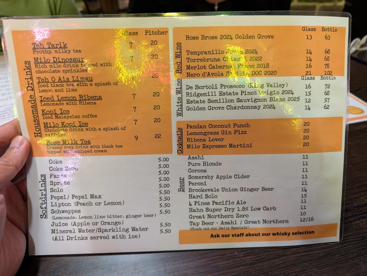 Menu, Lemak Kitchen and Bar Woolloongabba