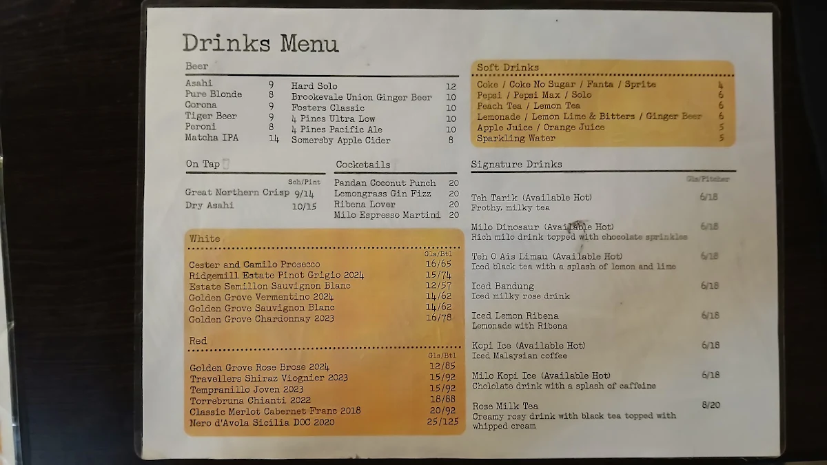 Menu, Lemak Kitchen and Bar Woolloongabba