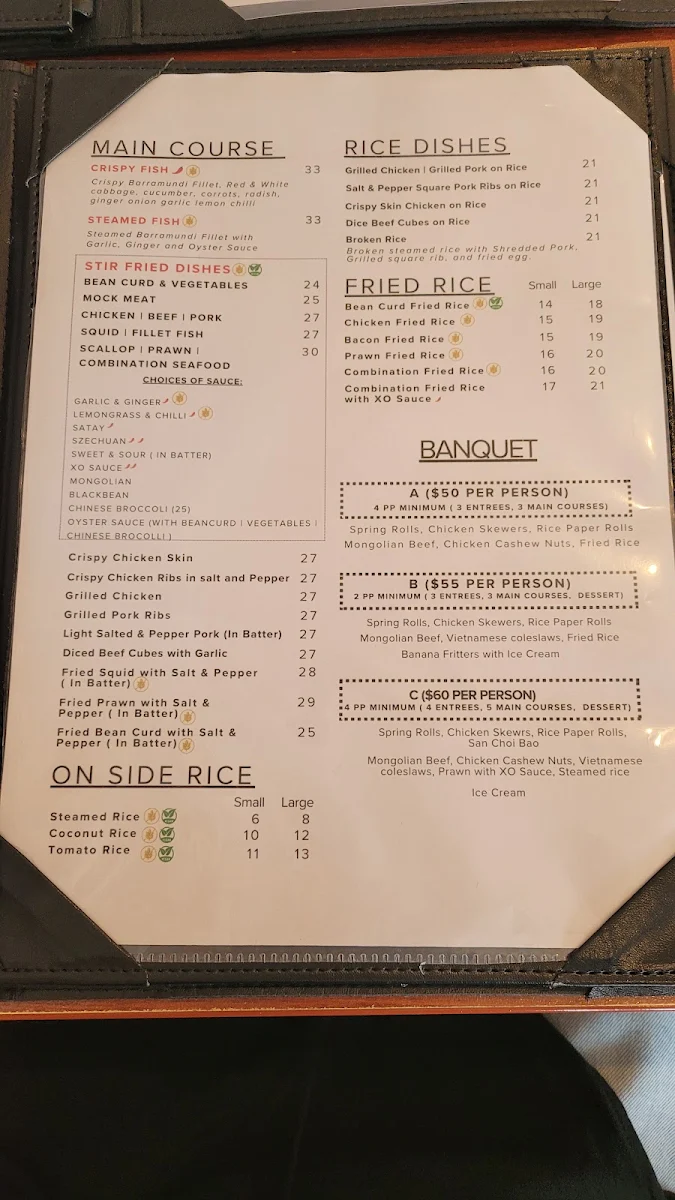Menu, Viet Rose Restaurant