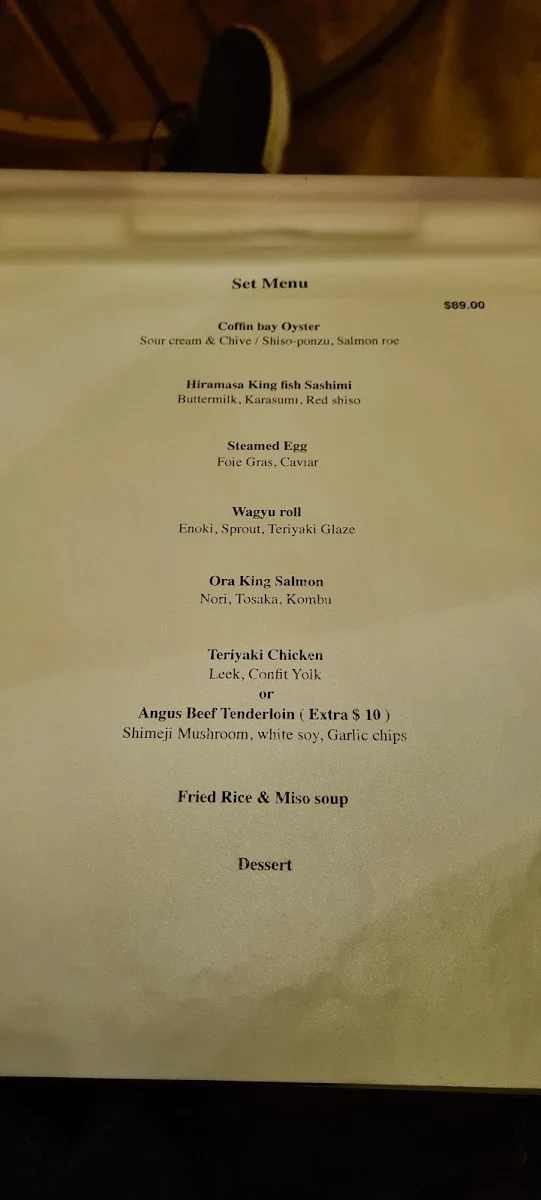 Menu, Erato Teppanyaki