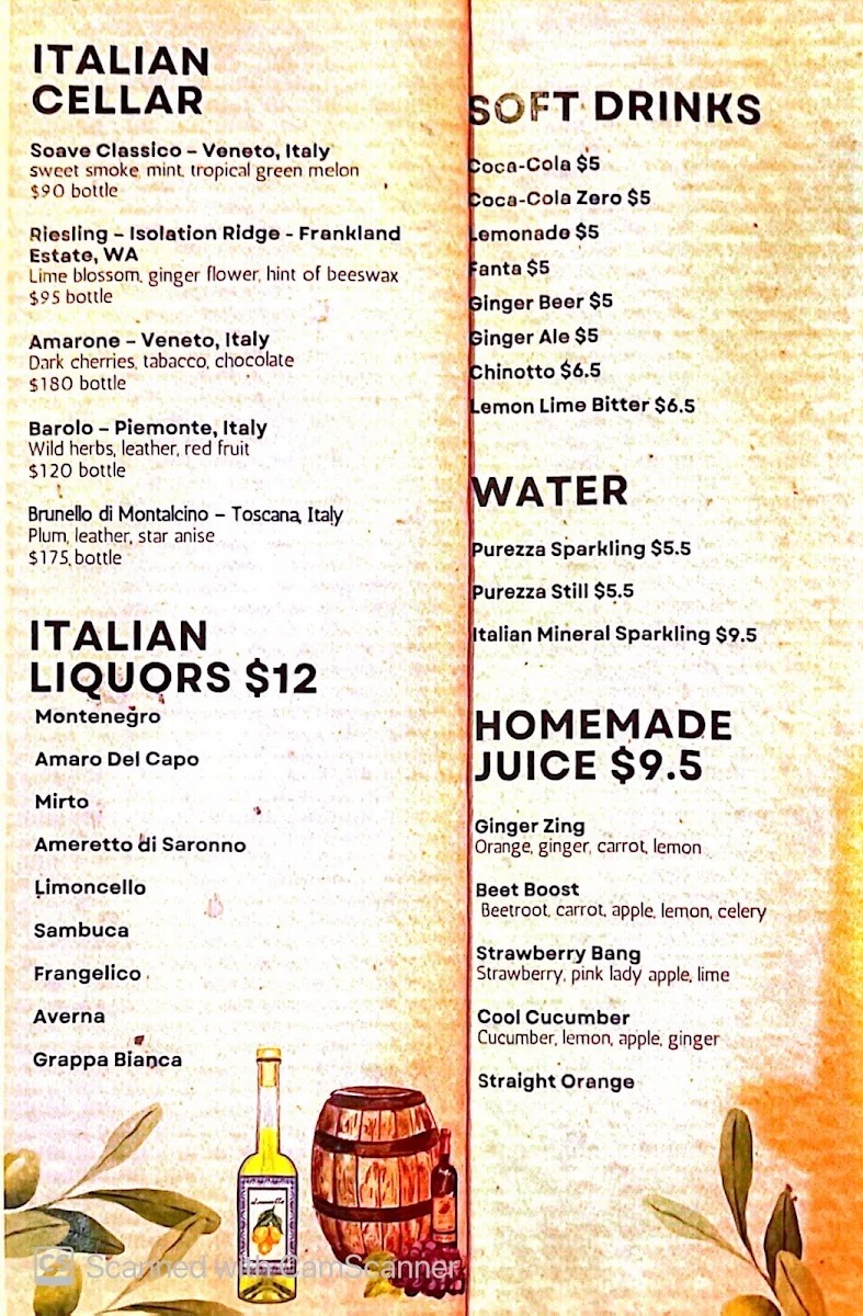 Menu, SIMPLE Italian Cucina Pizzeria Perth City