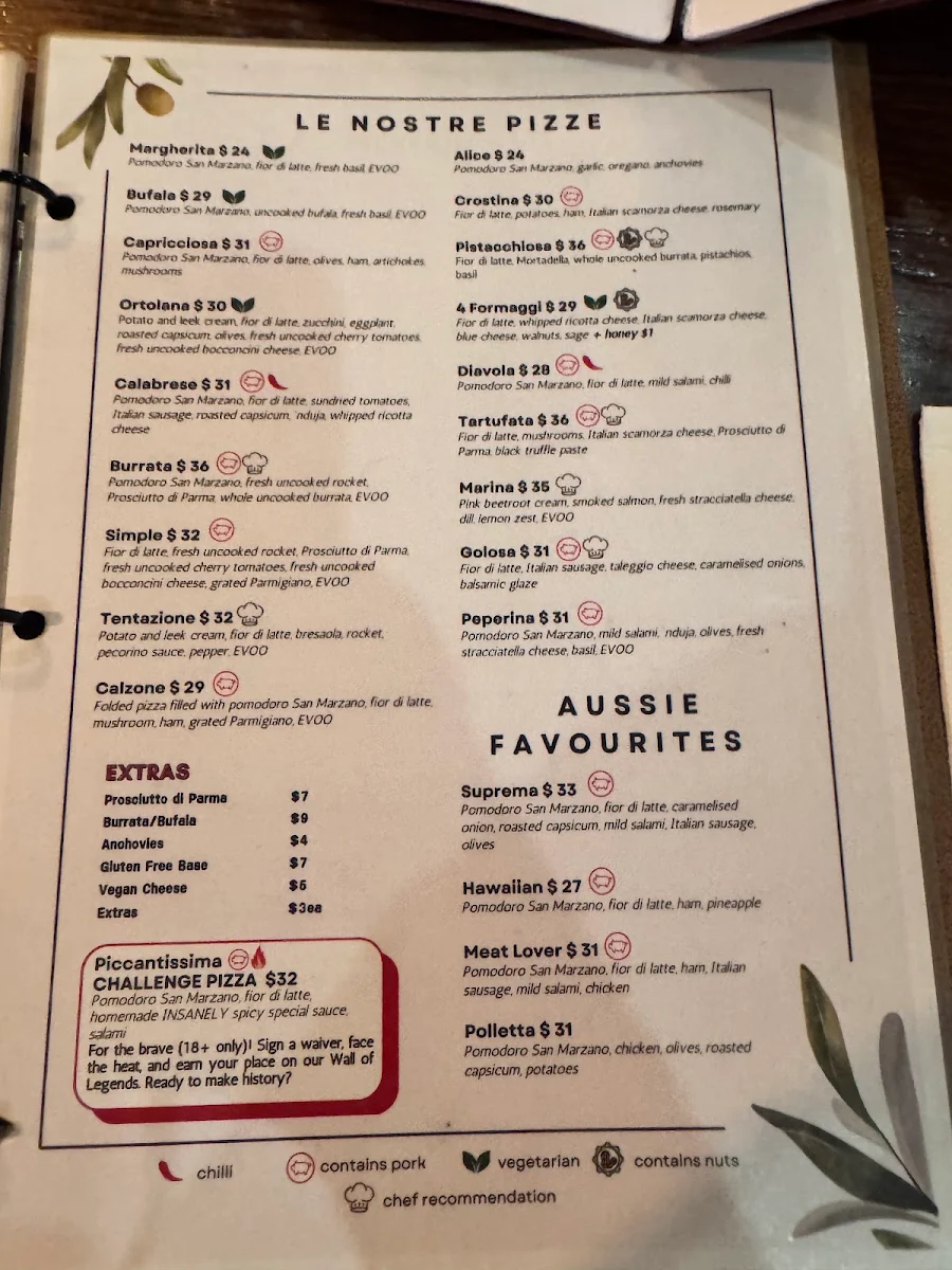 Menu, SIMPLE Italian Cucina Pizzeria Perth City
