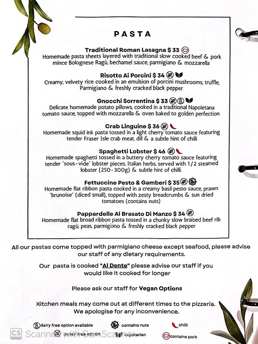 Menu, SIMPLE Italian Cucina Pizzeria Perth City