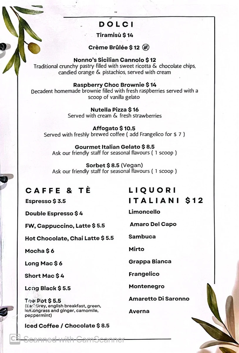 Menu, SIMPLE Italian Cucina Pizzeria Perth City
