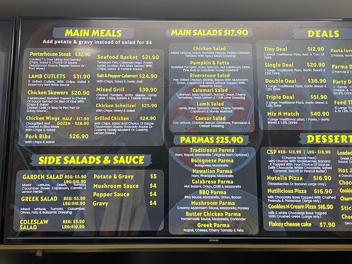 Menu, Riverstone Pizza & Pasta