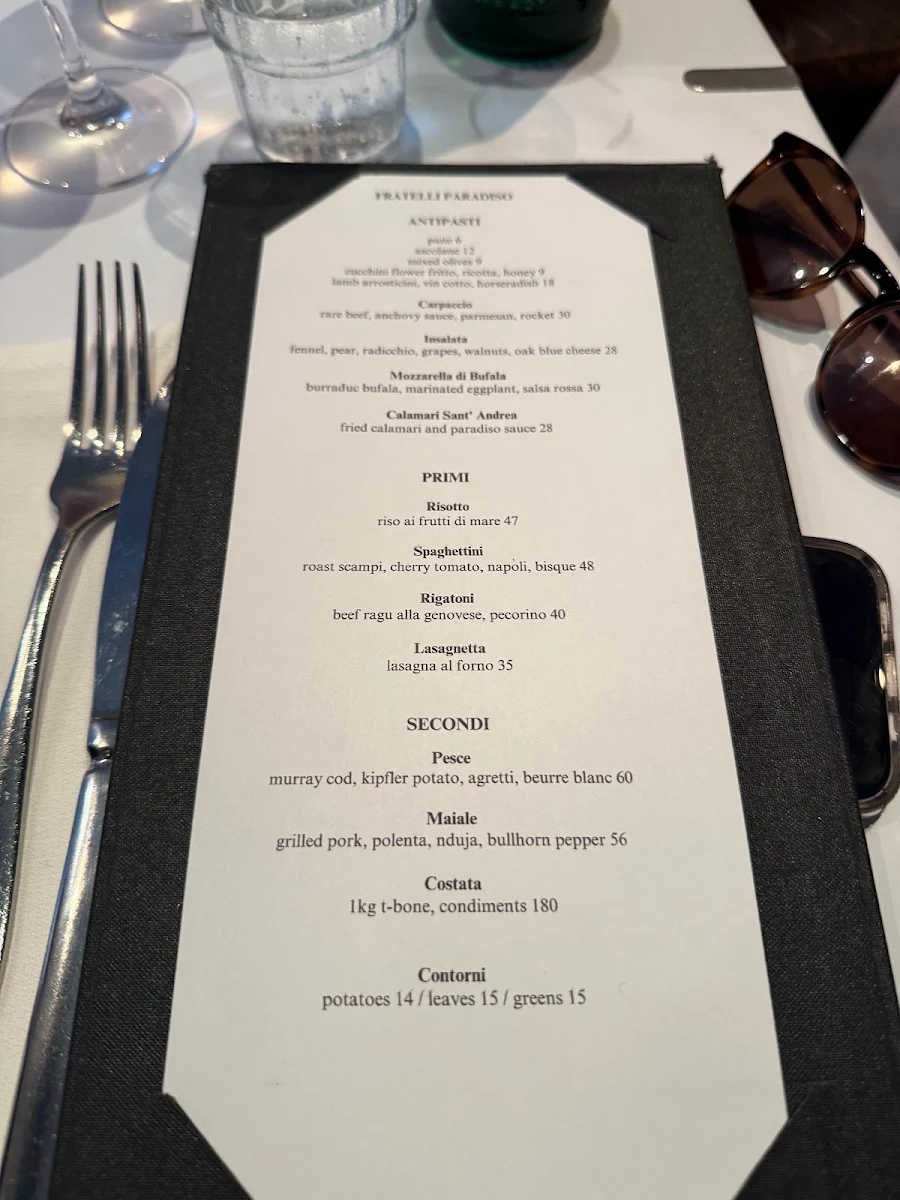 Menu, Fratelli Paradiso