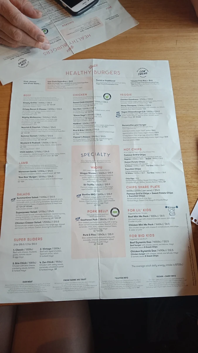Menu, Grill'd Burgers - Balaclava