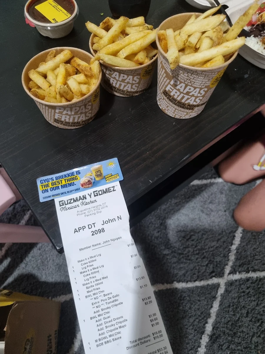 Menu, Guzman y Gomez - Augustine Heights