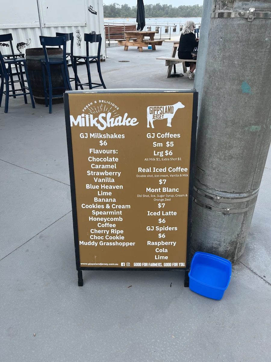 Menu, Gippsland Jersey Milkshakes Van