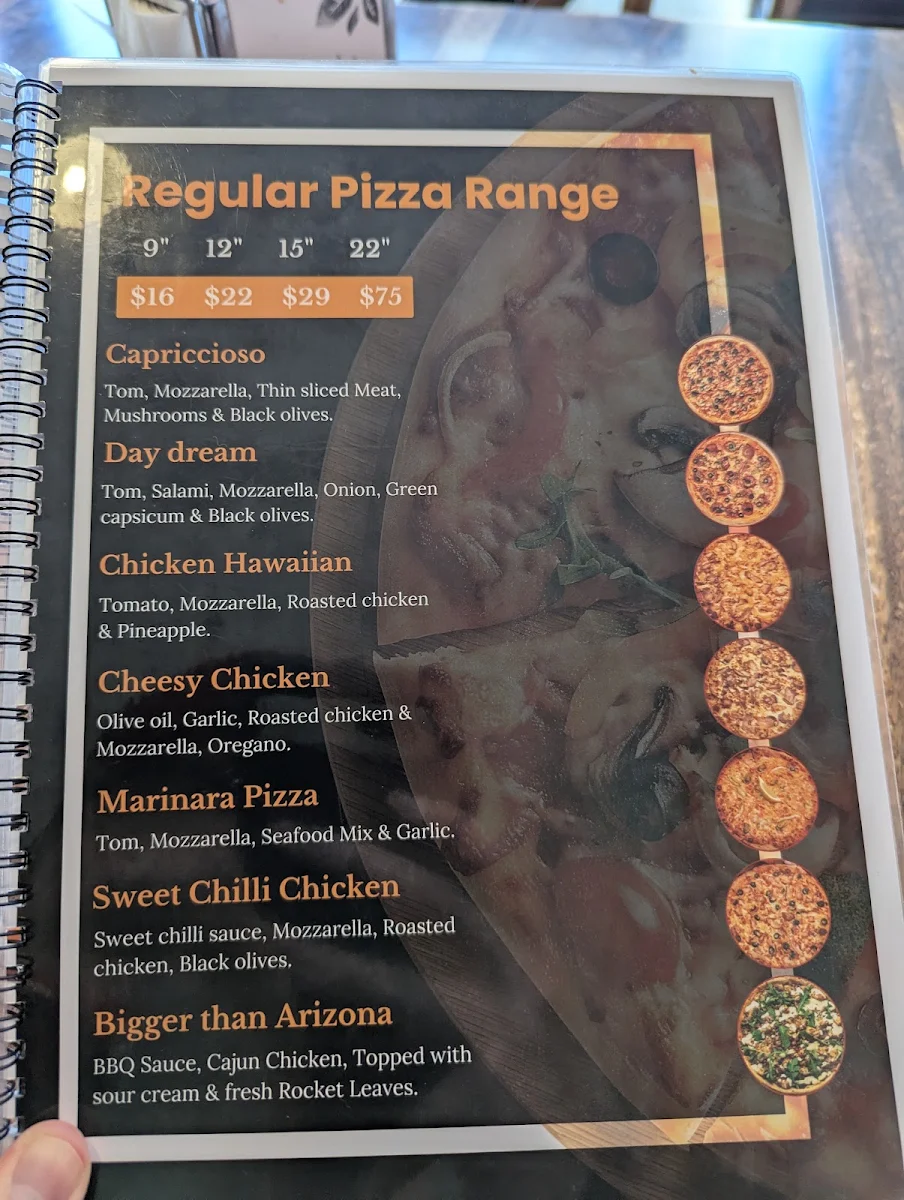 Menu, Lord of Pizzas and Cafe