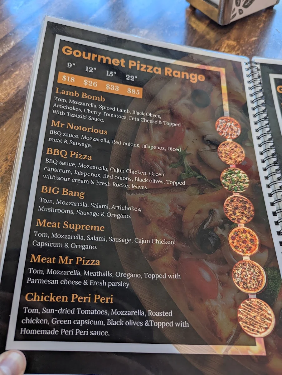 Menu, Lord of Pizzas and Cafe