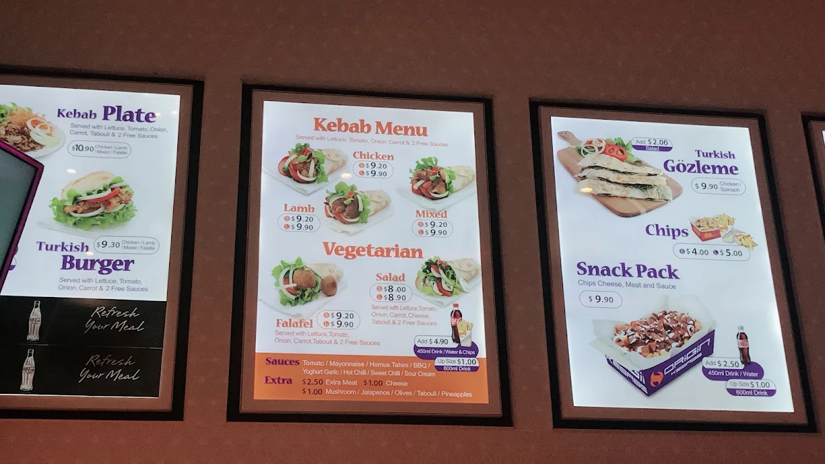Menu, Origin Kebabs Garden City