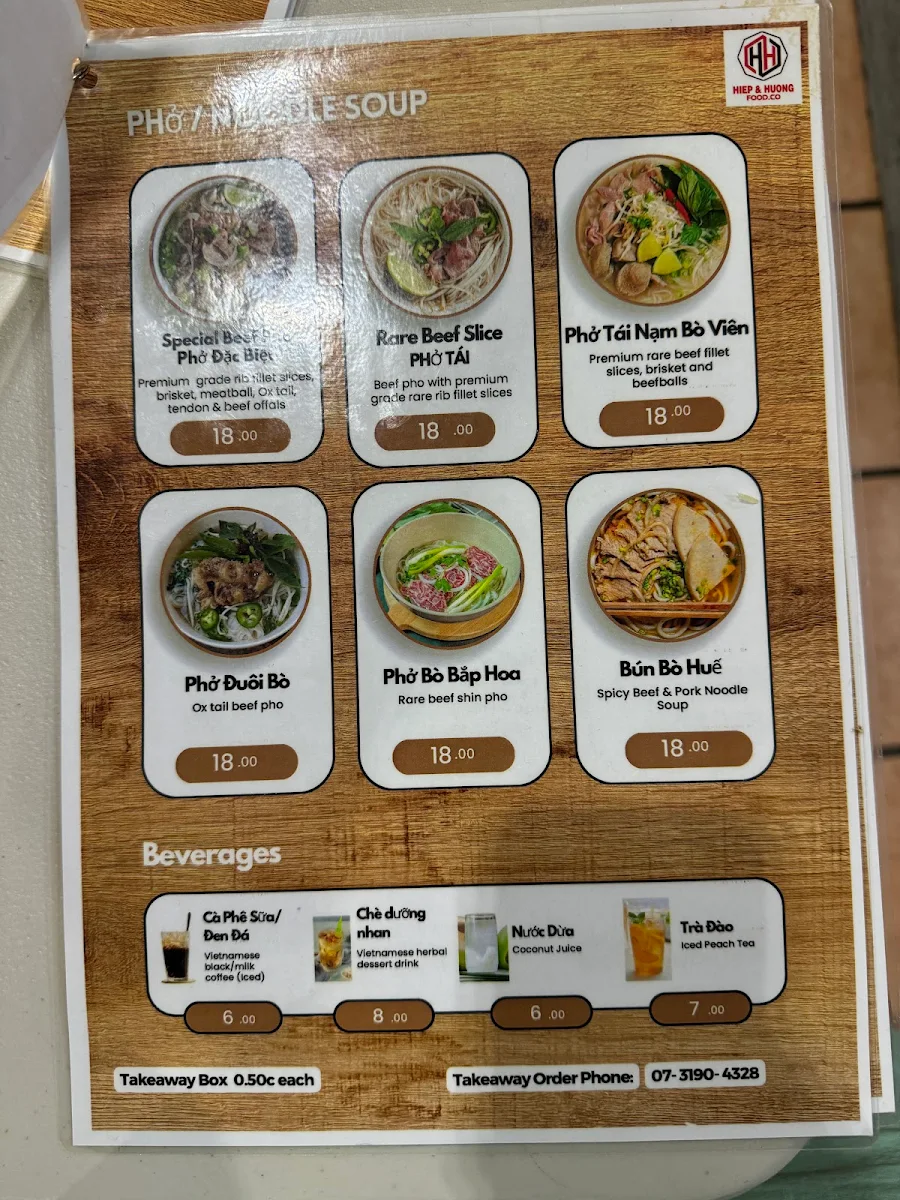 Menu, Hiep & Huong Food Co.