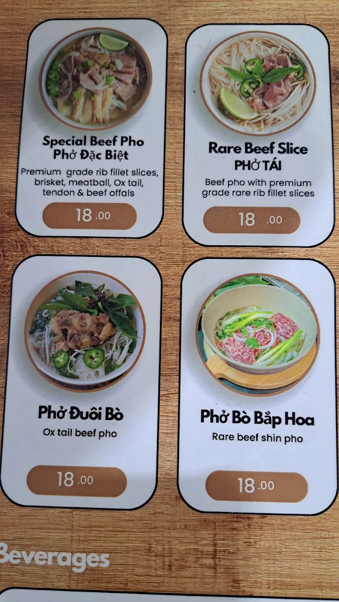 Menu, Hiep & Huong Food Co.