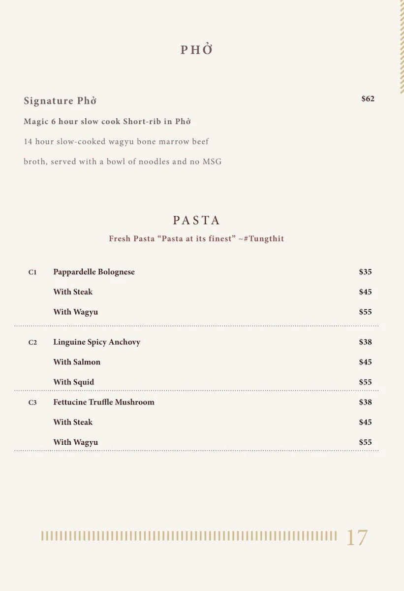 Menu, TungThit Sizzling Steak Abbotsford
