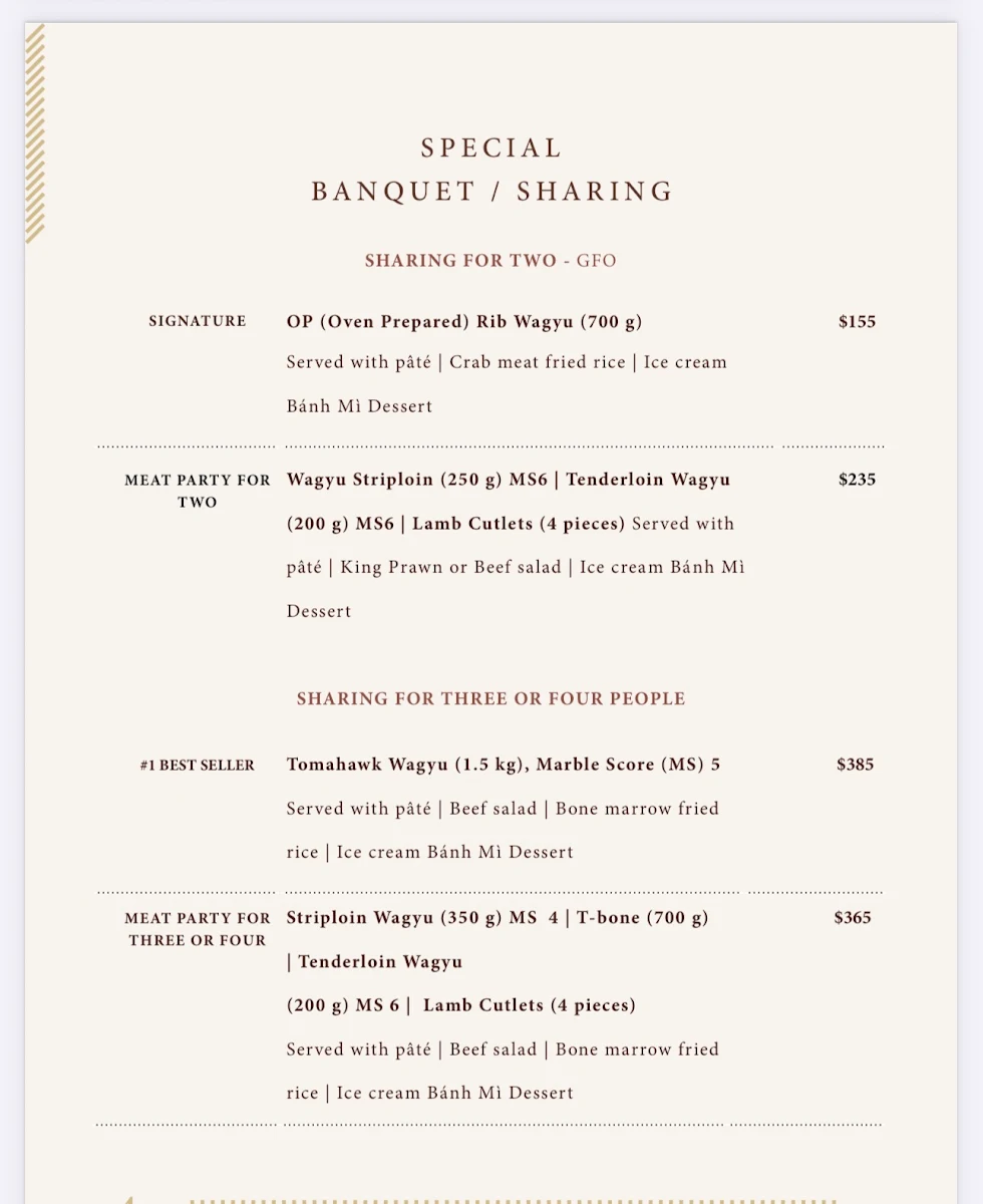 Menu, TungThit Sizzling Steak Abbotsford