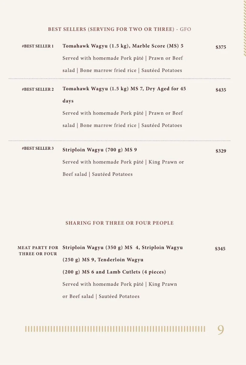 Menu, TungThit Sizzling Steak Abbotsford