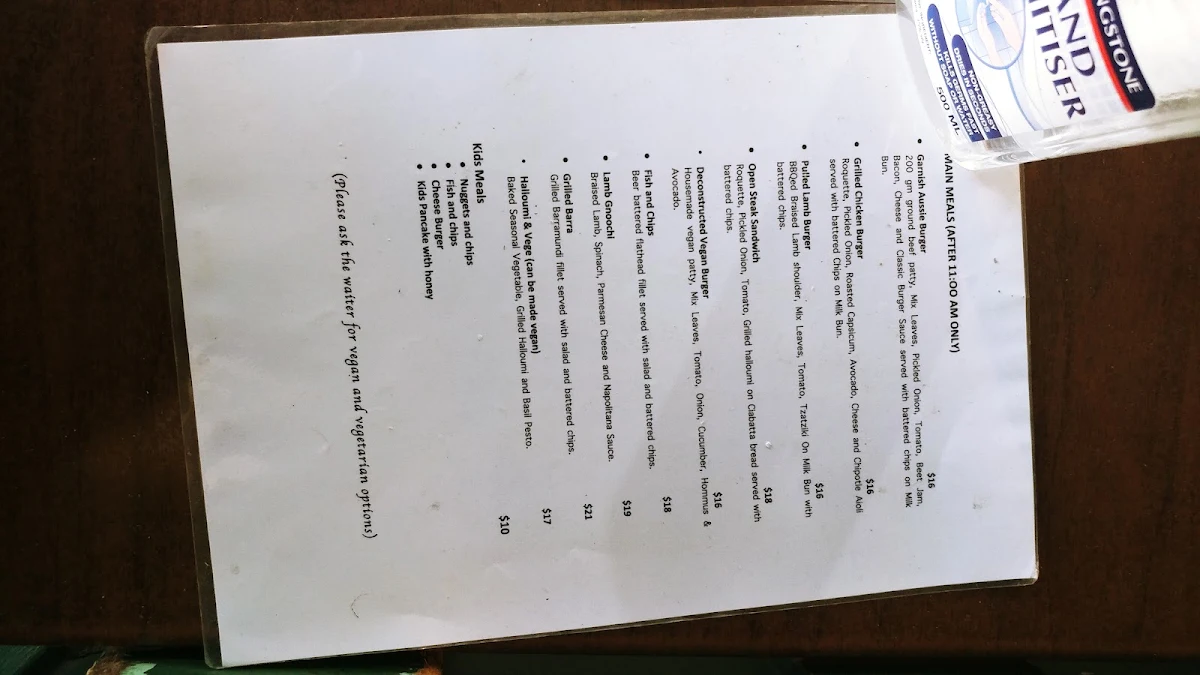 Menu, Garnish Fine Foods