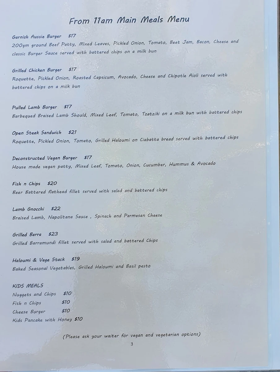 Menu, Garnish Fine Foods