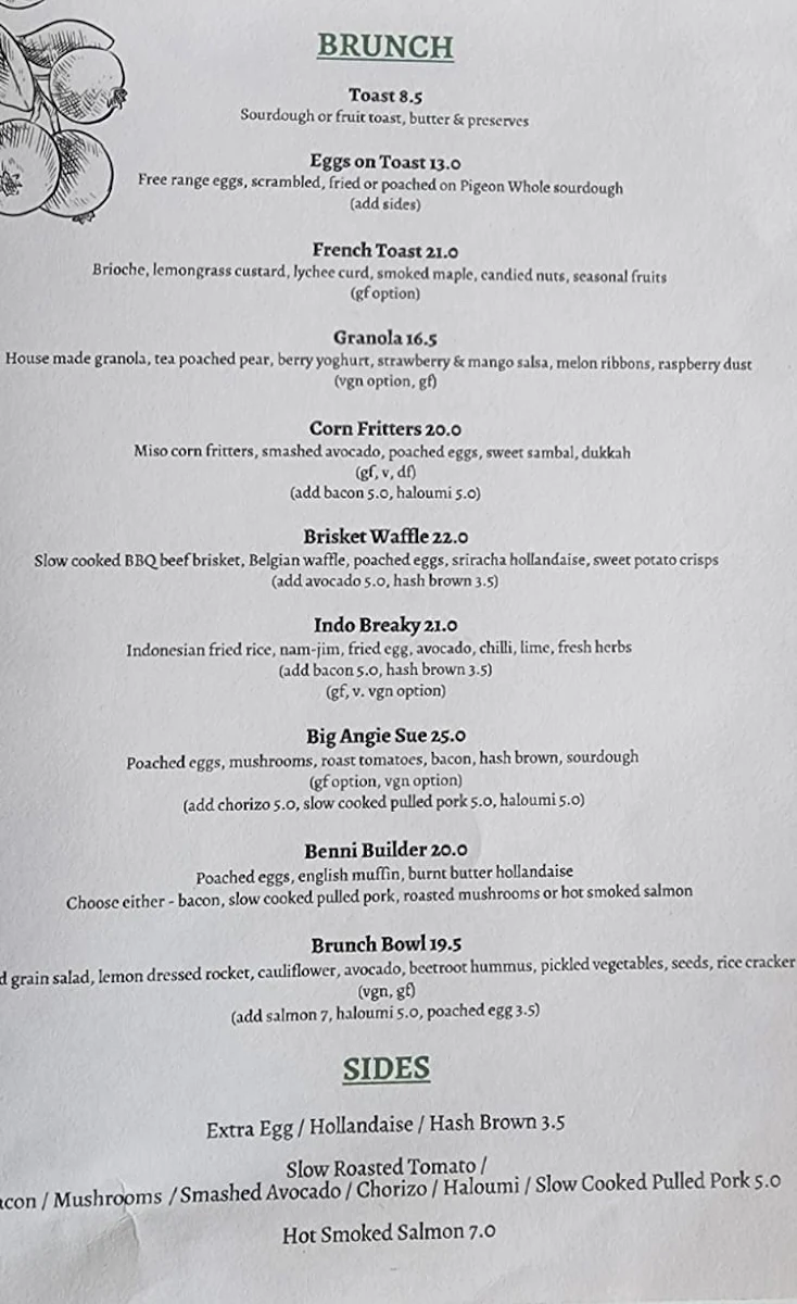 Menu, Angie Sue Lauderdale