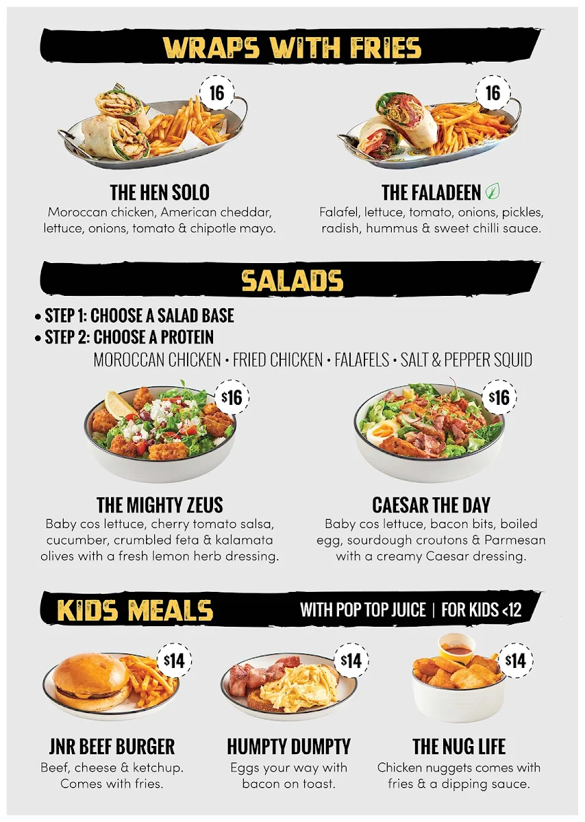 Menu, Piccolo Me Moore Park (Rugby AU)