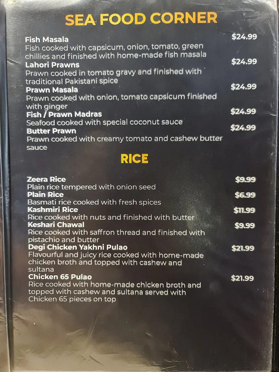 Menu, Al Nawab Restaurant & Cafe - St Kilda