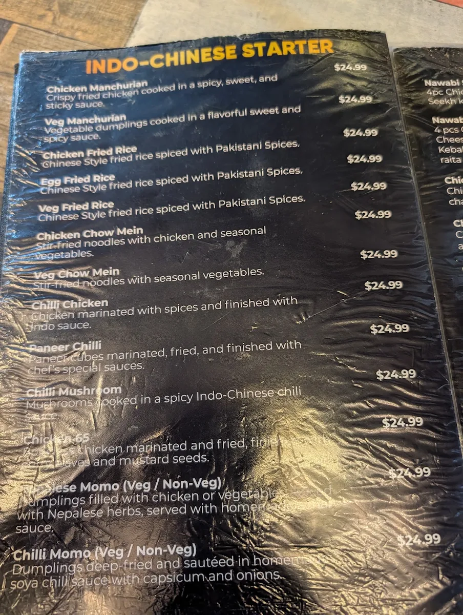 Menu, Al Nawab Restaurant & Cafe - St Kilda