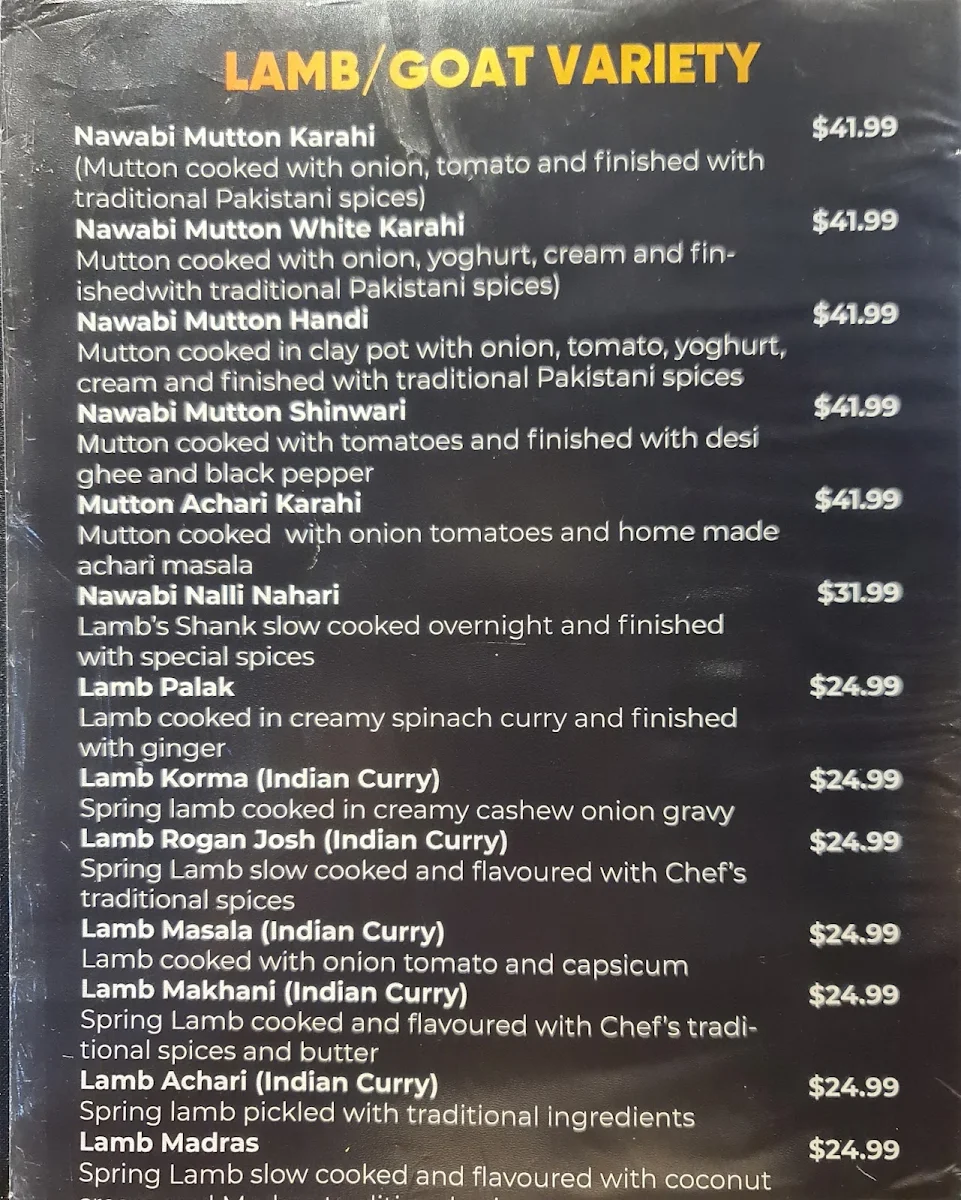 Menu, Al Nawab Restaurant & Cafe - St Kilda