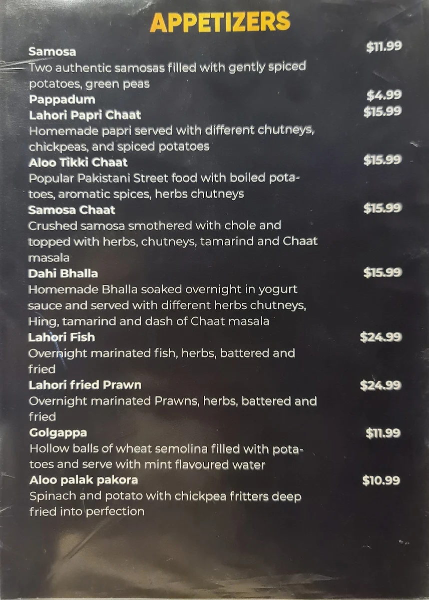 Menu, Al Nawab Restaurant & Cafe - St Kilda